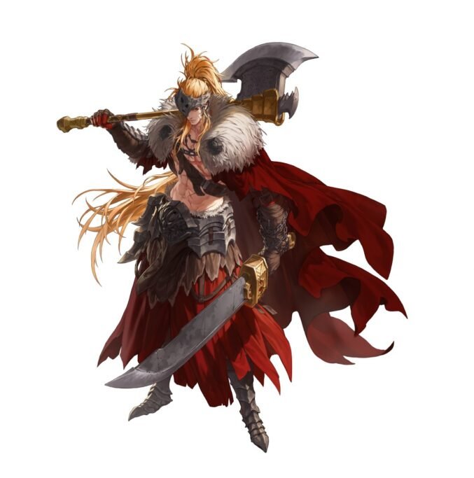 broadsword in left hand